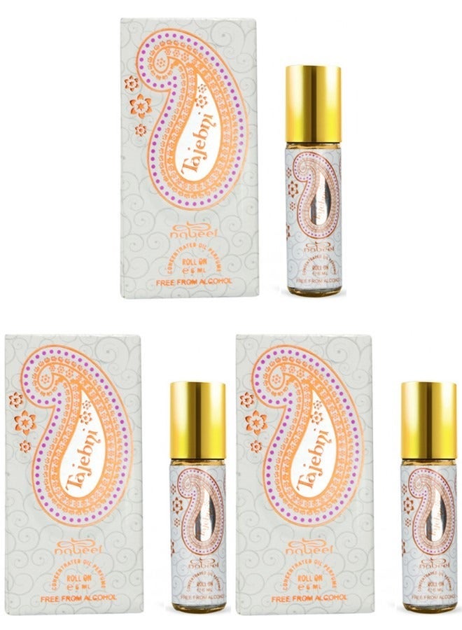 Nabeel 3 Pcs Nabeel Tajebni Alcohol-Free Roll-On Oil Perfume 6ML Long-Lasting Oriental Attar with Rich Oudh & Amber Notes - Image 1